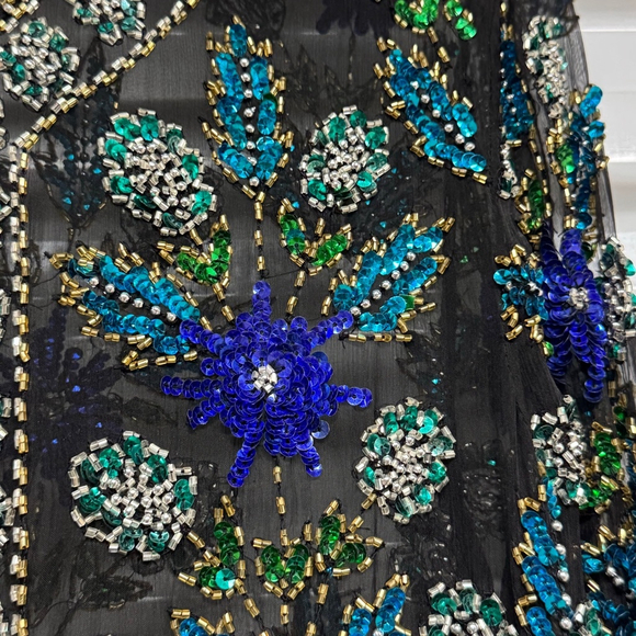 Jean For Joseph Le Bon Pure Silk Beaded Sequined Multicolor Floral Jacket Sz XL - Picture 6 of 9